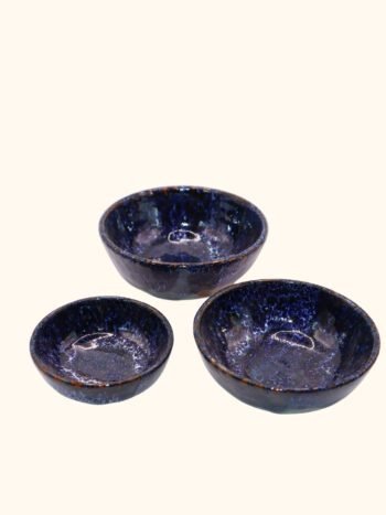 Handmade Moroccan Bowls – Blue & Green Glazed Set 3 pcs