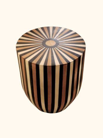 Handmade Moroccan Stool Made of Solid Wood – Linear Pattern