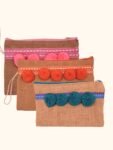Handmade Woven Bag with Pom Pom