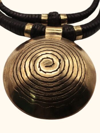 Handmade Statement Necklace with Brass and Leather