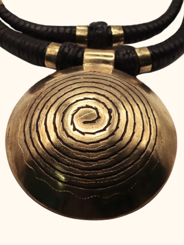 Χειροποίητο Κολιέ Statement με Μπρούντζο και Δέρμα