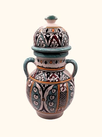 Handmade Moroccan Ceramic Amphora with Lid